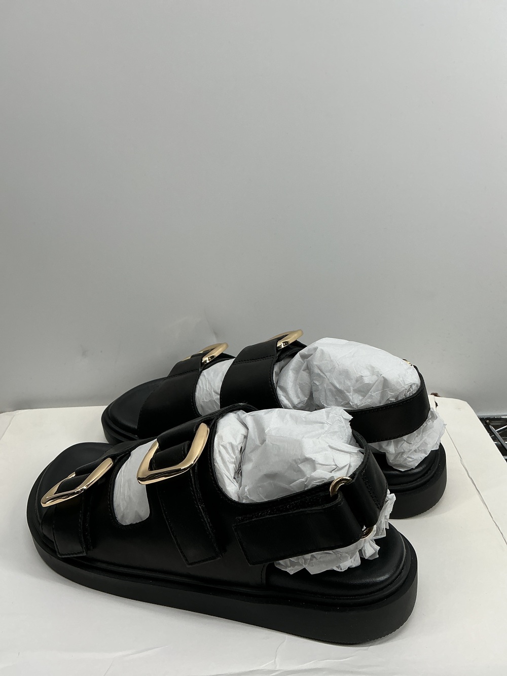 Italian Leather Double Buckle Slingback Sandal